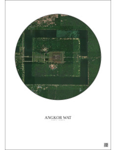 Angkor Wat Satellite View Poster 1km Color | Gravura – Light background 2
