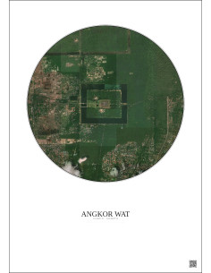 Angkor Wat Satellite View Poster 2.5km Color | Gravura – Light background 2