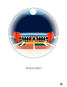 Affiche Montevideo – Poster illustration vintage – Estadio Centenario | Gravura – Fond clair