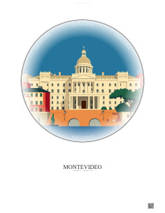 Affiche Montevideo – Poster illustration vintage – Legislative Palace | Gravura – Fond clair