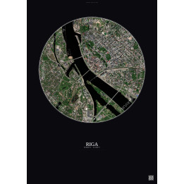 Affiche Riga – Poster vue satellite 2.5km Couleur | Gravura – Fond foncé
