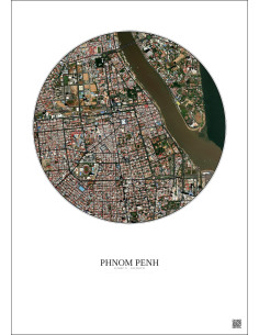 Phnom Penh Satellite View Poster 2.5km Color | Gravura – Light background 2