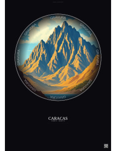 Affiche Caracas – Poster illustration vintage – Waraira Repano National Park | Gravura – Fond foncé