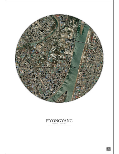 Affiche P Yongyang – Poster vue satellite 2.5km Couleur | Gravura – Fond clair
