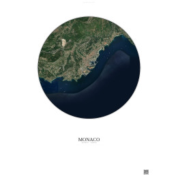 Affiche Monaco – Poster vue satellite 5km Couleur | Gravura – Fond clair