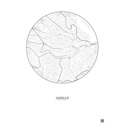 Affiche Amman – Poster carte de ville 2.5km | Gravura – Fond clair