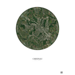 Chisinau Satellite View Poster 10km Color | Gravura – Light background
