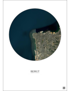 Affiche Beirut – Poster vue satellite 10km Couleur | Gravura – Fond clair 2