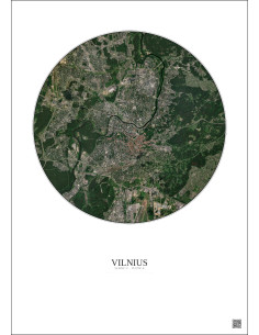 Affiche Vilnius – Poster vue satellite 6km Couleur | Gravura – Fond clair 2