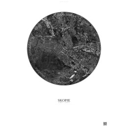 Skopje Satellite View Poster 6km B&W | Gravura – Light background
