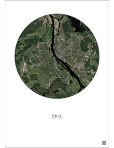 Affiche Riga – Poster vue satellite 10km Couleur | Gravura – Fond clair 2