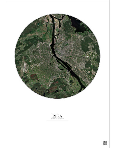Riga Satellite View Poster 10km Color | Gravura – Light background