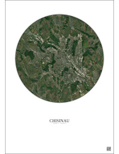 Affiche Chisinau – Poster vue satellite 10km Couleur | Gravura – Fond clair 2