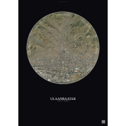 Affiche Ulaanbaatar – Poster vue satellite 6km Couleur | Gravura – Fond foncé
