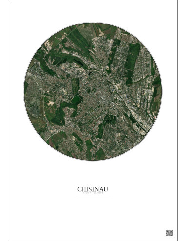 Affiche Chisinau – Poster vue satellite 6km Couleur | Gravura – Fond clair
