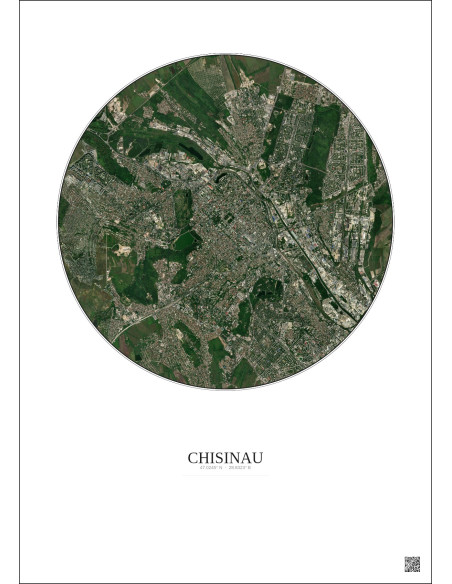Affiche Chisinau – Poster vue satellite 6km Couleur | Gravura – Fond clair