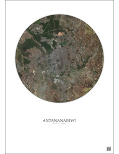Affiche Antananarivo – Poster vue satellite 10km Couleur | Gravura – Fond clair 2