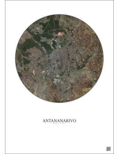 Antananarivo Satellite View Poster 10km Color | Gravura – Light background