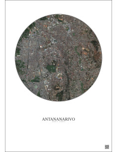 Affiche Antananarivo – Poster vue satellite 2.5km Couleur | Gravura – Fond clair 2