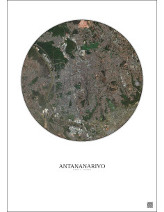 Affiche Antananarivo – Poster vue satellite 6km Couleur | Gravura – Fond clair 2
