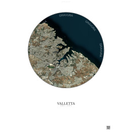 Affiche Valletta – Poster vue satellite 6km Couleur | Gravura – Fond clair