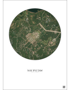 Nay Pyi Taw Satellite View Poster 2.5km Color | Gravura – Light background 2