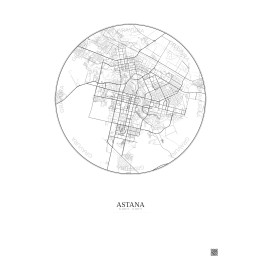 Affiche Astana – Poster carte de ville 10km | Gravura – Fond clair