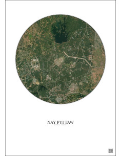 Nay Pyi Taw Satellite View Poster 6km Color | Gravura – Light background 2