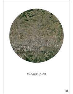 Ulaanbaatar Satellite View Poster 10km Color | Gravura – Light background 2