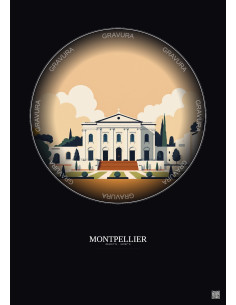 Montpellier Vintage Travel Poster – Musee Fabre | Gravura – Dark background