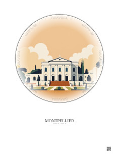 Montpellier Vintage Travel Poster – Musee Fabre | Gravura – Light background