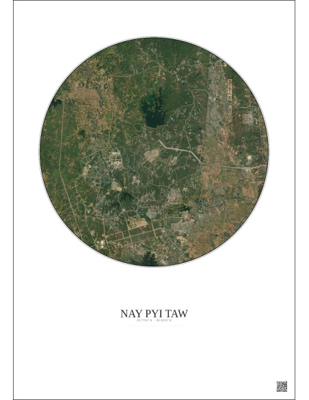 Affiche Nay Pyi Taw – Poster vue satellite 10km Couleur | Gravura – Fond clair