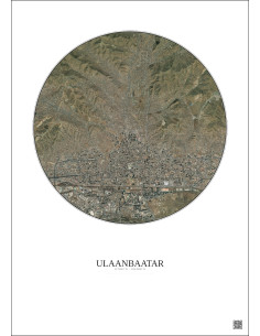 Ulaanbaatar Satellite View Poster 6km Color | Gravura – Light background 2