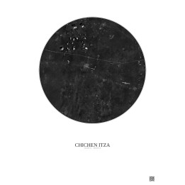 Chichen Itza Satellite View Poster 20km B&W | Gravura – Light background