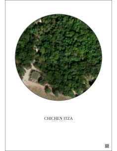 Chichen Itza Satellite View Poster 0.1km Color | Gravura – Light background 2