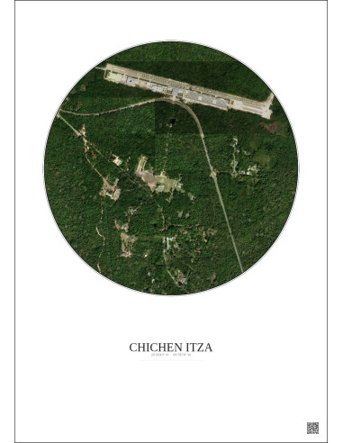 Chichen Itza Satellite View Poster 1km Color | Gravura – Light background