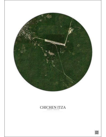 Chichen Itza Satellite View Poster 2.5km Color | Gravura – Light background