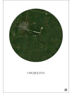 Chichen Itza Satellite View Poster 5km Color | Gravura – Light background 2
