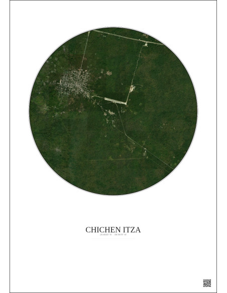 Chichen Itza Satellite View Poster 5km Color | Gravura – Light background