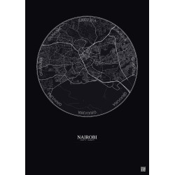Affiche Nairobi – Poster carte de ville 10km | Gravura – Fond foncé
