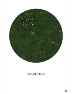 Chichen Itza Satellite View Poster 20km Color | Gravura – Light background 2