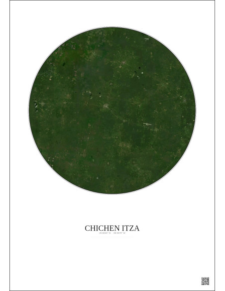 Chichen Itza Satellite View Poster 30km Color | Gravura – Light background