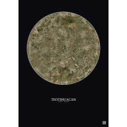 Teotihuacan Satellite View Poster 10km Color | Gravura – Dark background