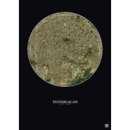 Teotihuacan Satellite View Poster 30km Color | Gravura – Dark background