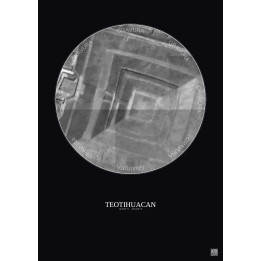 Affiche Teotihuacan – Poster vue satellite 0.1km N&B | Gravura – Fond foncé