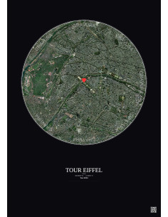 Paris - Vue satellite personnalisée 5 km · Couleur · Fond foncé