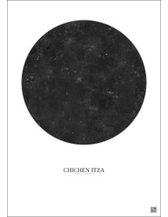 Chichen Itza Satellite View Poster 30km B&W | Gravura – Light background 2