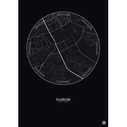 Affiche Nairobi – Poster carte de ville 2.5km | Gravura – Fond foncé