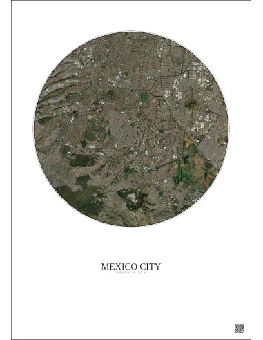 Mexico City Satellite View Poster 10km Color | Gravura – Light background