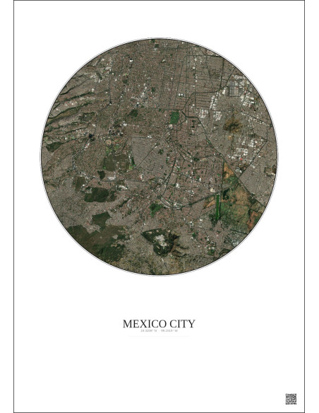Mexico City Satellite View Poster 10km Color | Gravura – Light background
